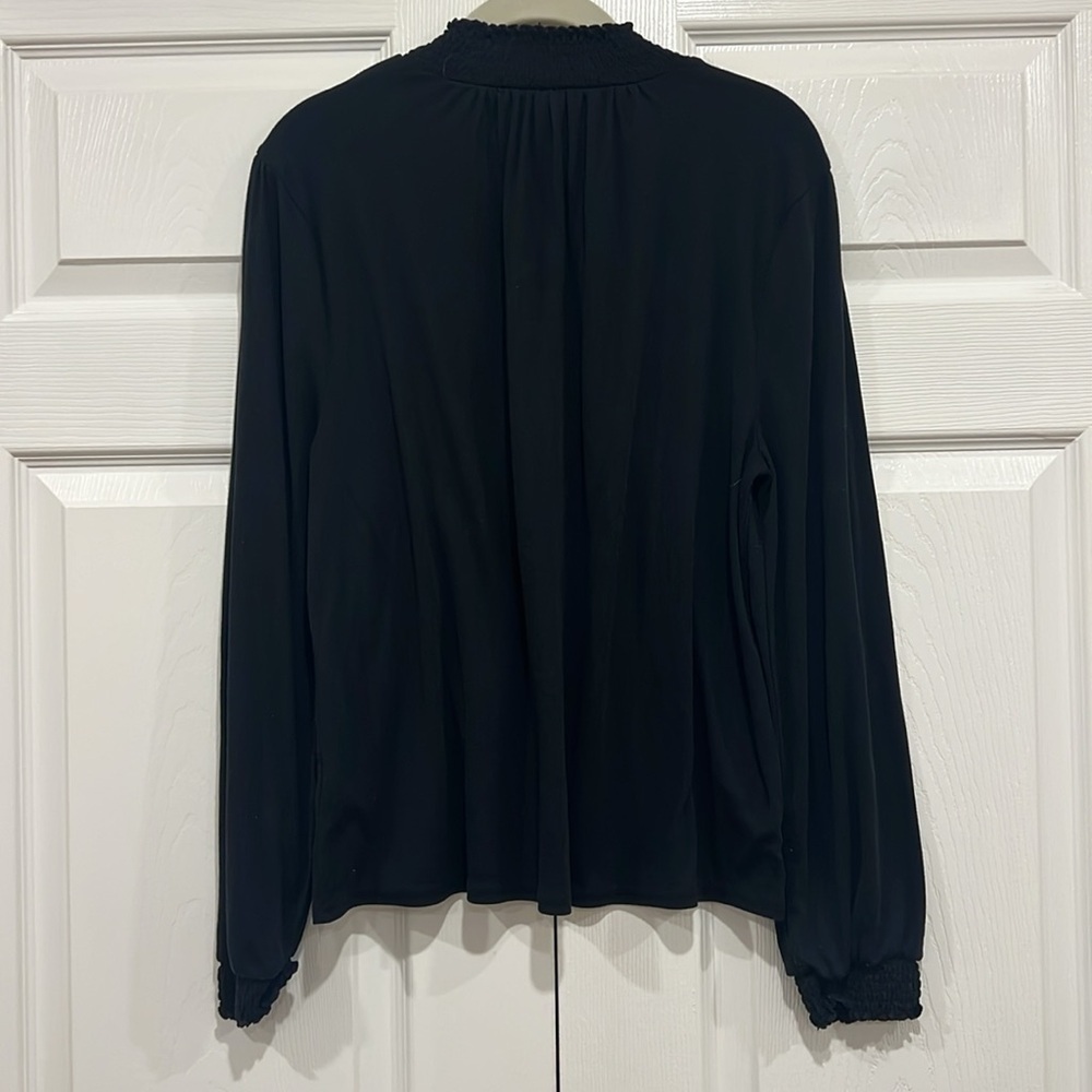 J. Crew Factory High Neck Ruffle Top Black Womens Size XL - Picture 2 of 9